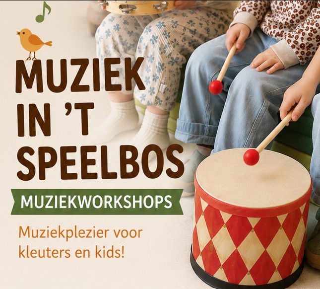 Muziekworkshops kleuters delen “Muziek in ’t Speelbos”